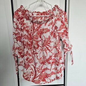 H&M Blouse | Floral | Orange and White